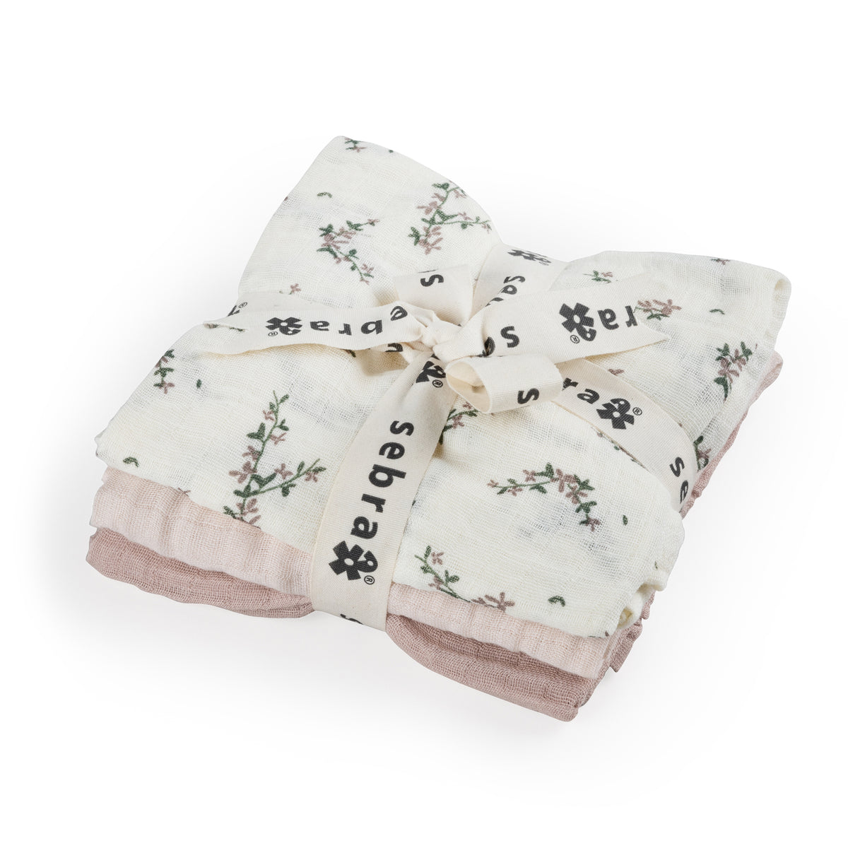 Zebra, Gauze 3-pack, Powder Blossom
