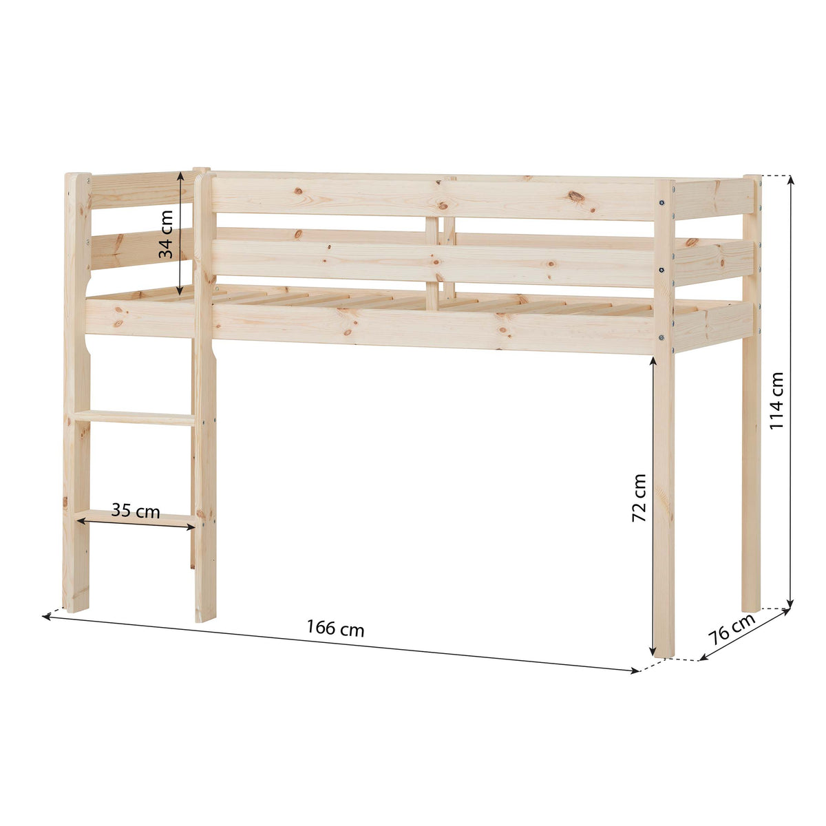 Hoppekids ECO Comfort, Parvisänky 90x200 cm, Wood