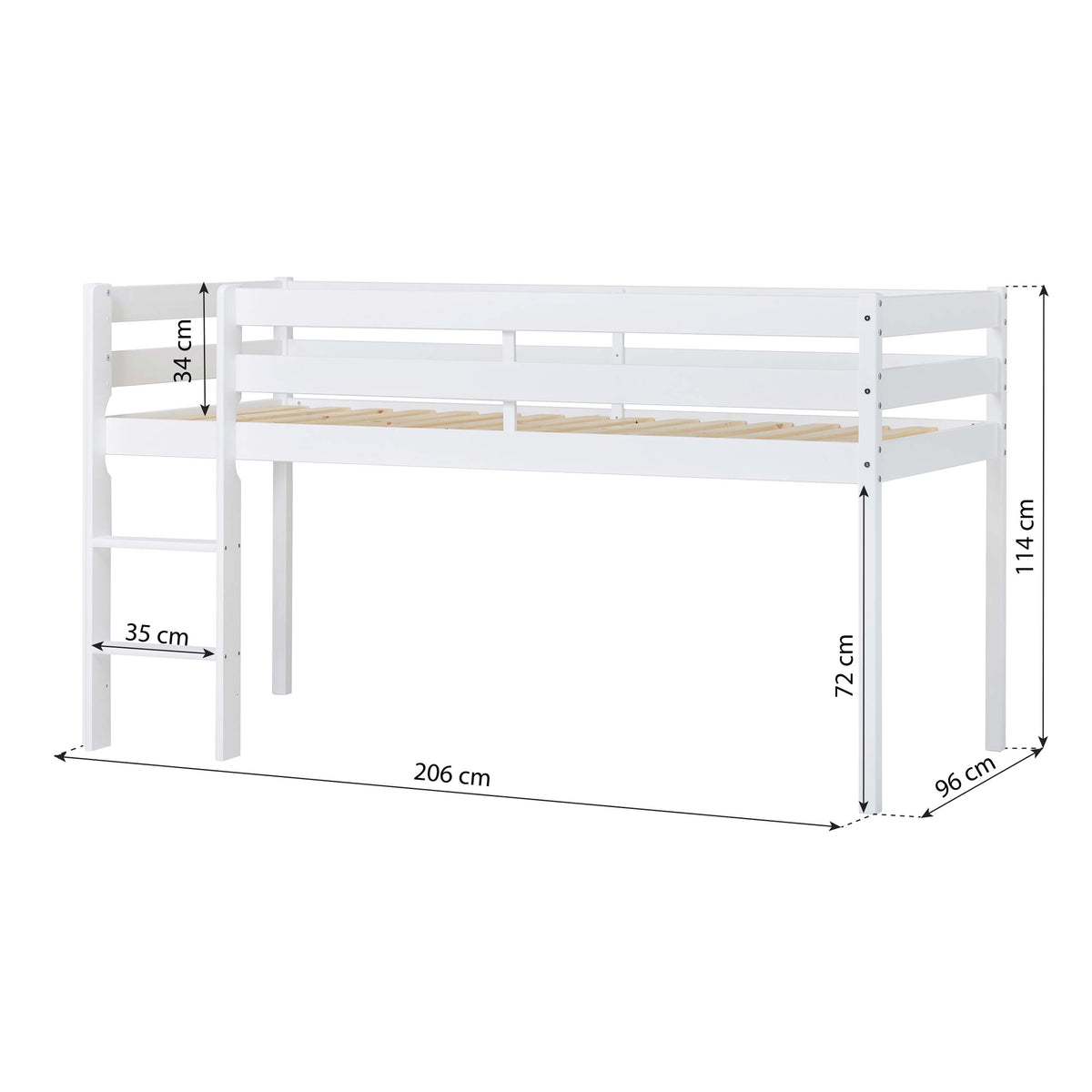 Hoppekids ECO Comfort, Parvisänky 90x200 cm, White