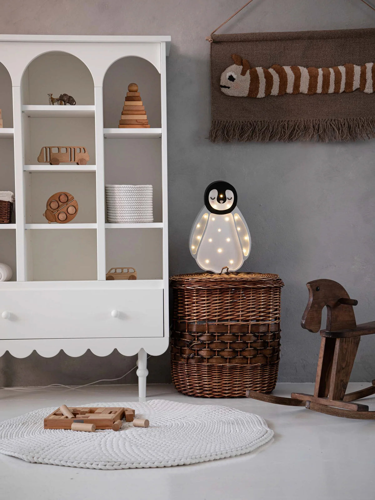 Little Lights, Yövalo Baby Penguin, Light Grey