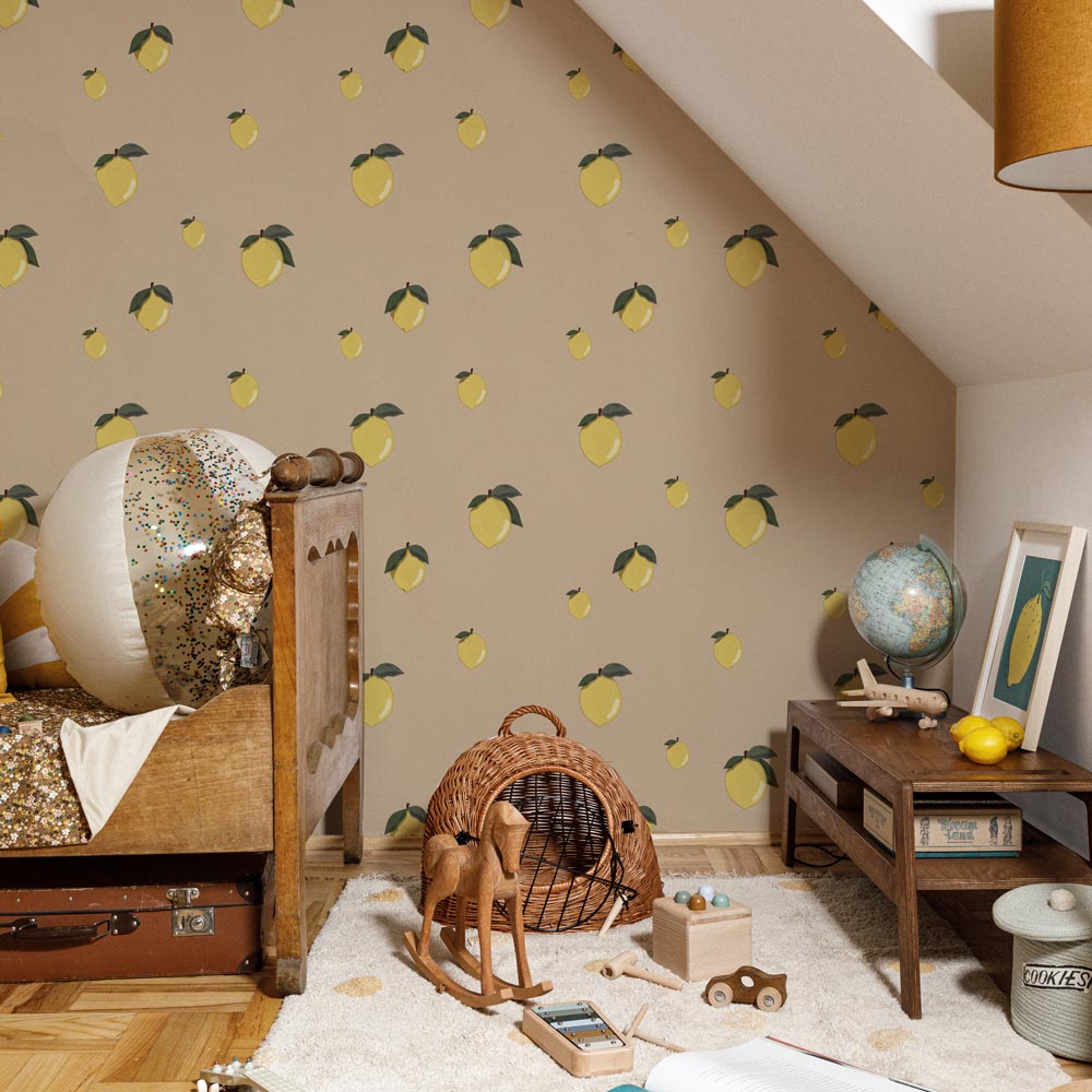 Dekornik, Little Lemons Beige, Tapetti