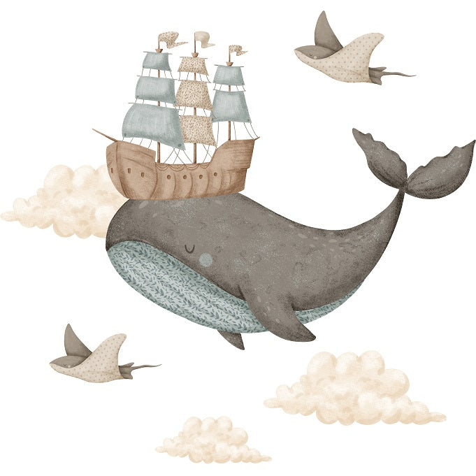 Seinätarra 100x100cm, Dream Ocean Whale