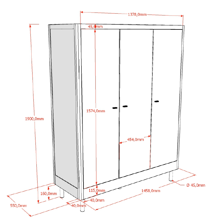 Vipack, Forrest Beech, Wardrobe 3-doors, White