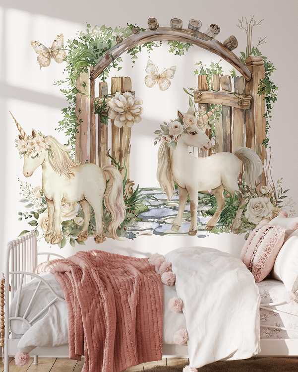 Seinätarra 140x140cm, Cream Unicorn
