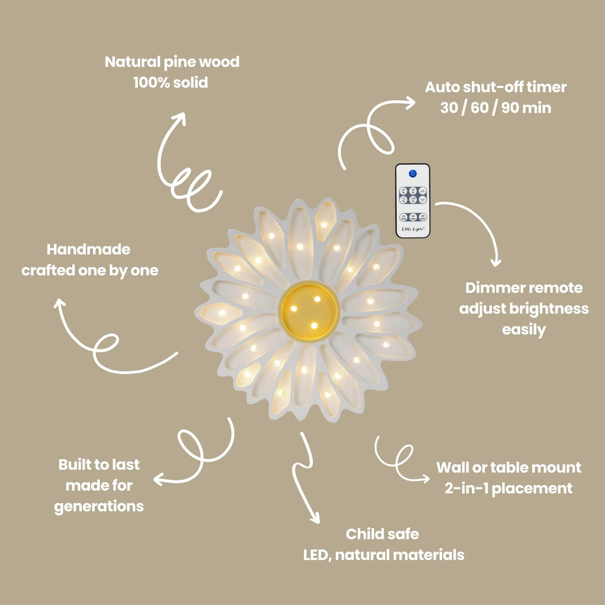 Little Lights, Night Light Daisy, White