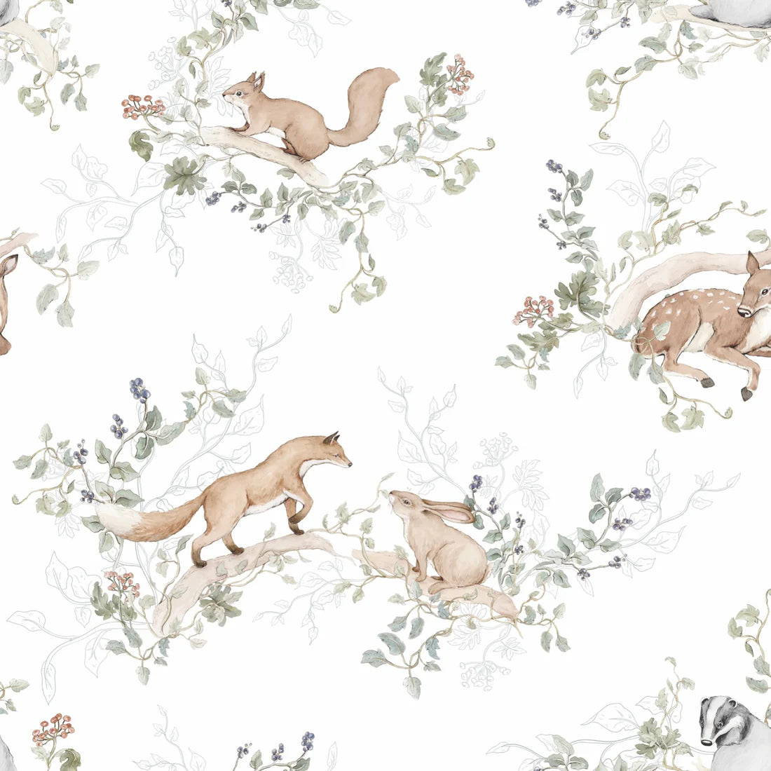 Matuu, Tapetti, Woodland Whisper White