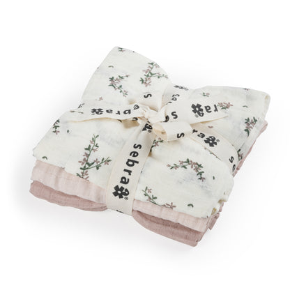Zebra, Gauze 3-pack, Powder Blossom