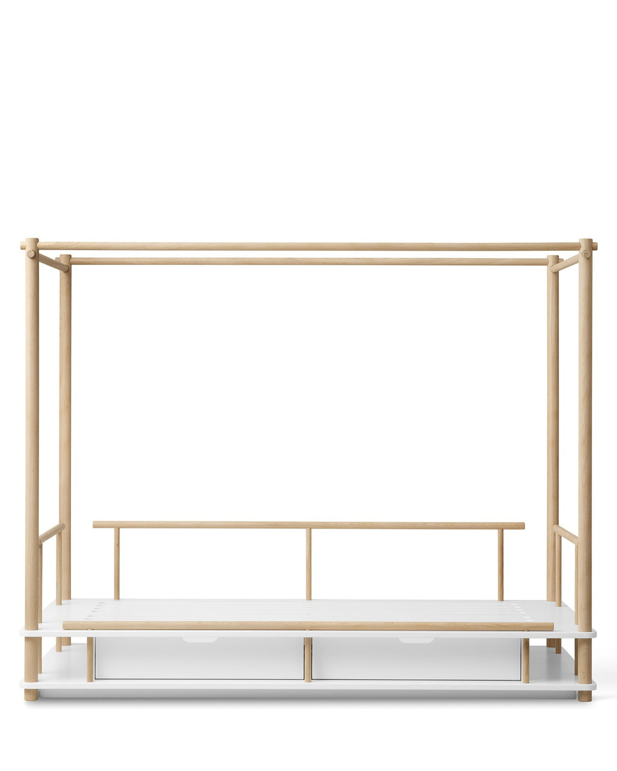Oliver Furniture, Camp, Canopy Bed 90x180 cm, White/Oak