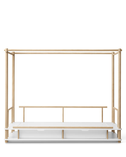 Oliver Furniture, Camp, Canopy Bed 90x180 cm, White/Oak