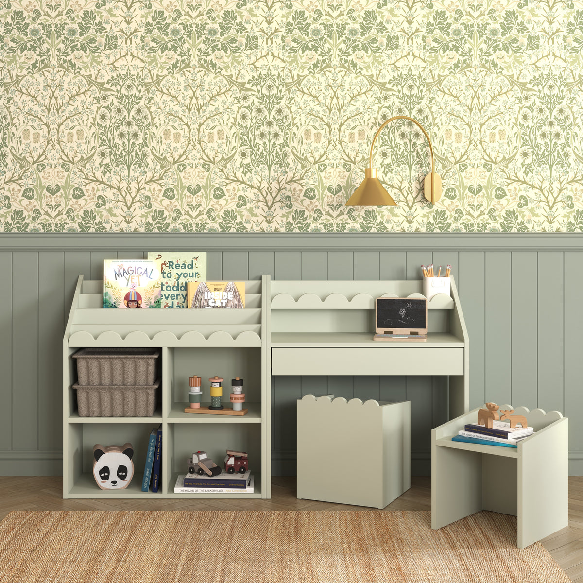 Book Nook, Montessori Table and Chairs, Sage