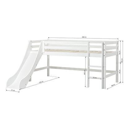 Hoppekids, ECO Dream, Loft Bed with Slide (Convertible) 90x200 cm, White