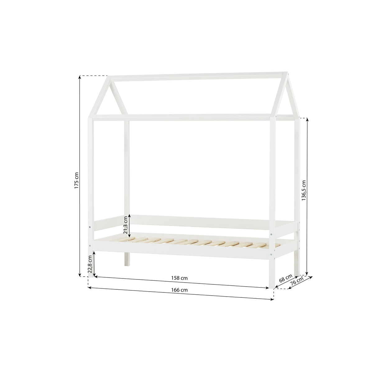 Hoppekids, ECO Comfort, House bed 70x160, White