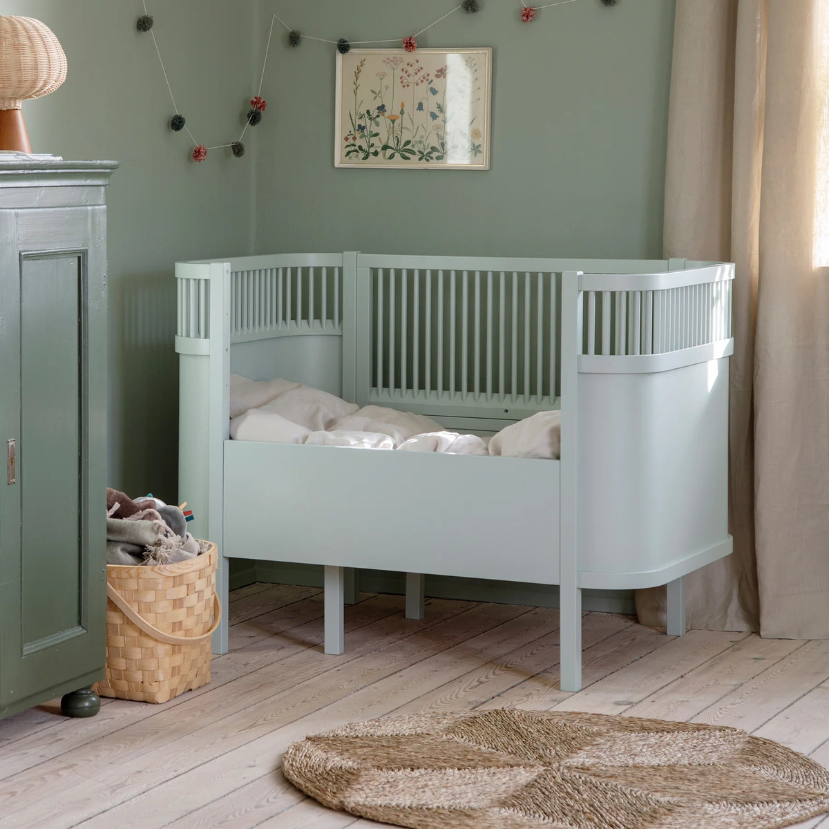 Zebra, Cot&amp;Junior bed 2in1, Mist Green