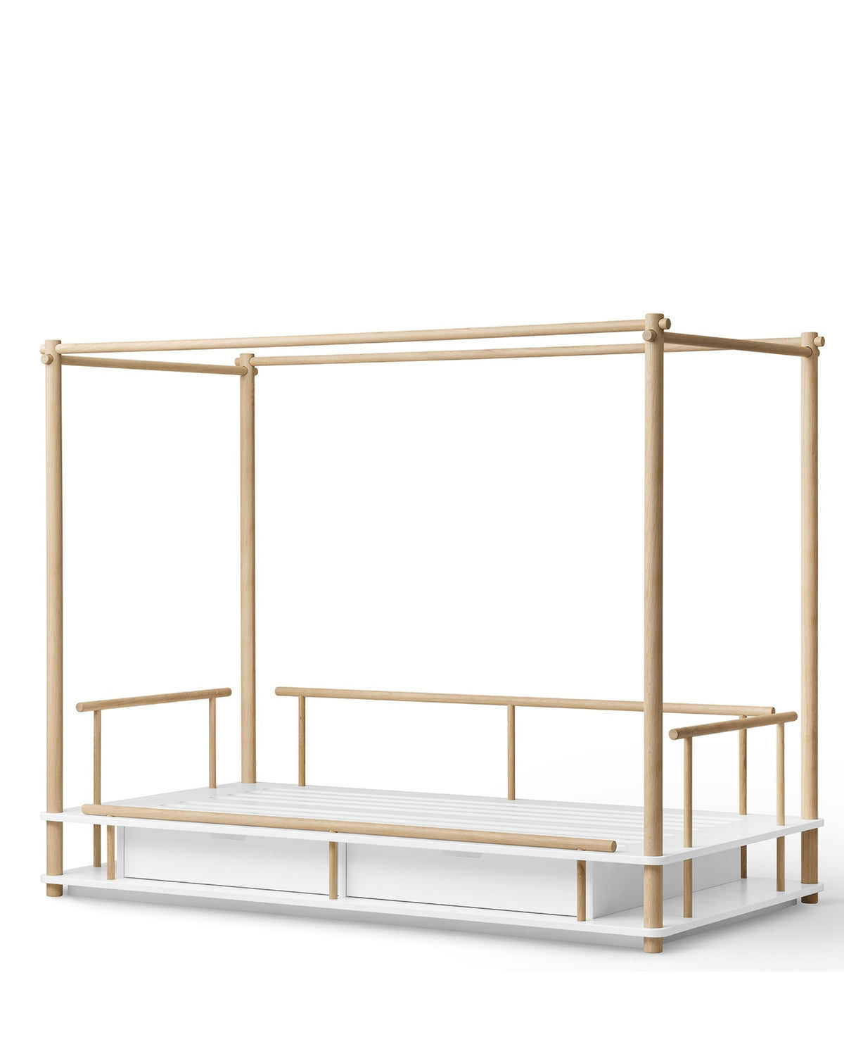 Oliver Furniture, Camp, Canopy Bed 90x180 cm, White/Oak