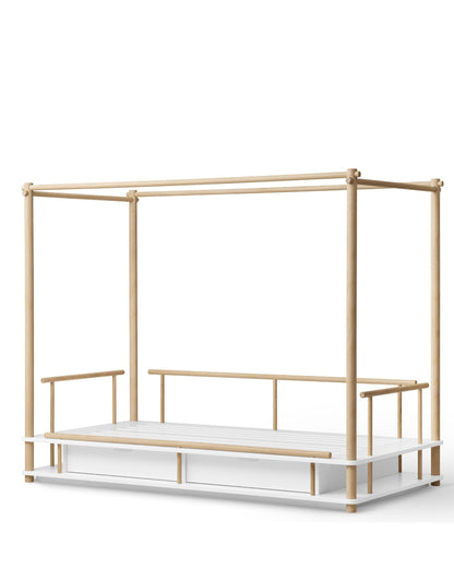 Oliver Furniture, Camp, Canopy Bed 90x180 cm, White/Oak