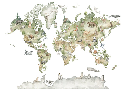 Valokuvatapetti, Animal World Map