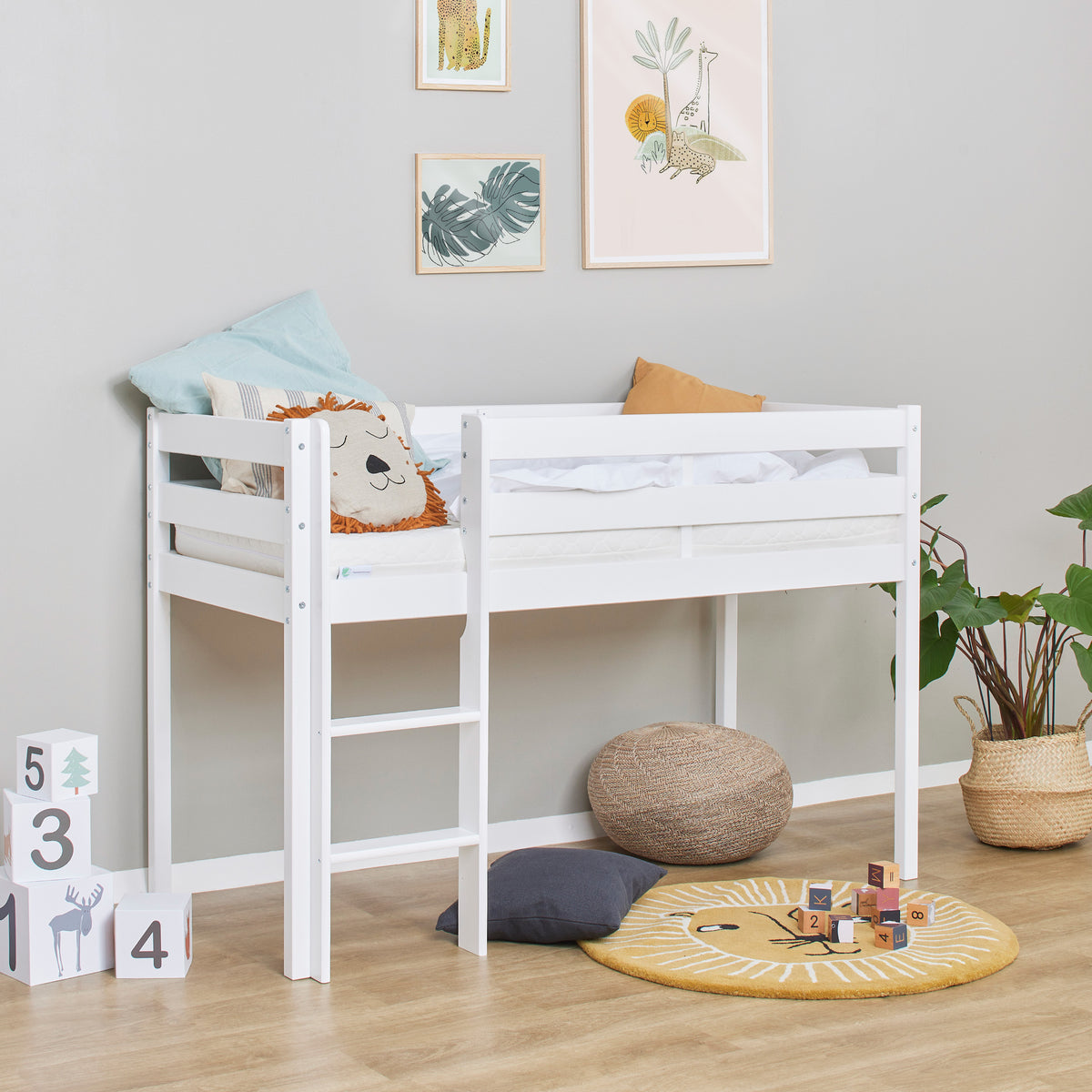 Hoppekids ECO Comfort, Loftsäng 70x160 cm, Vit