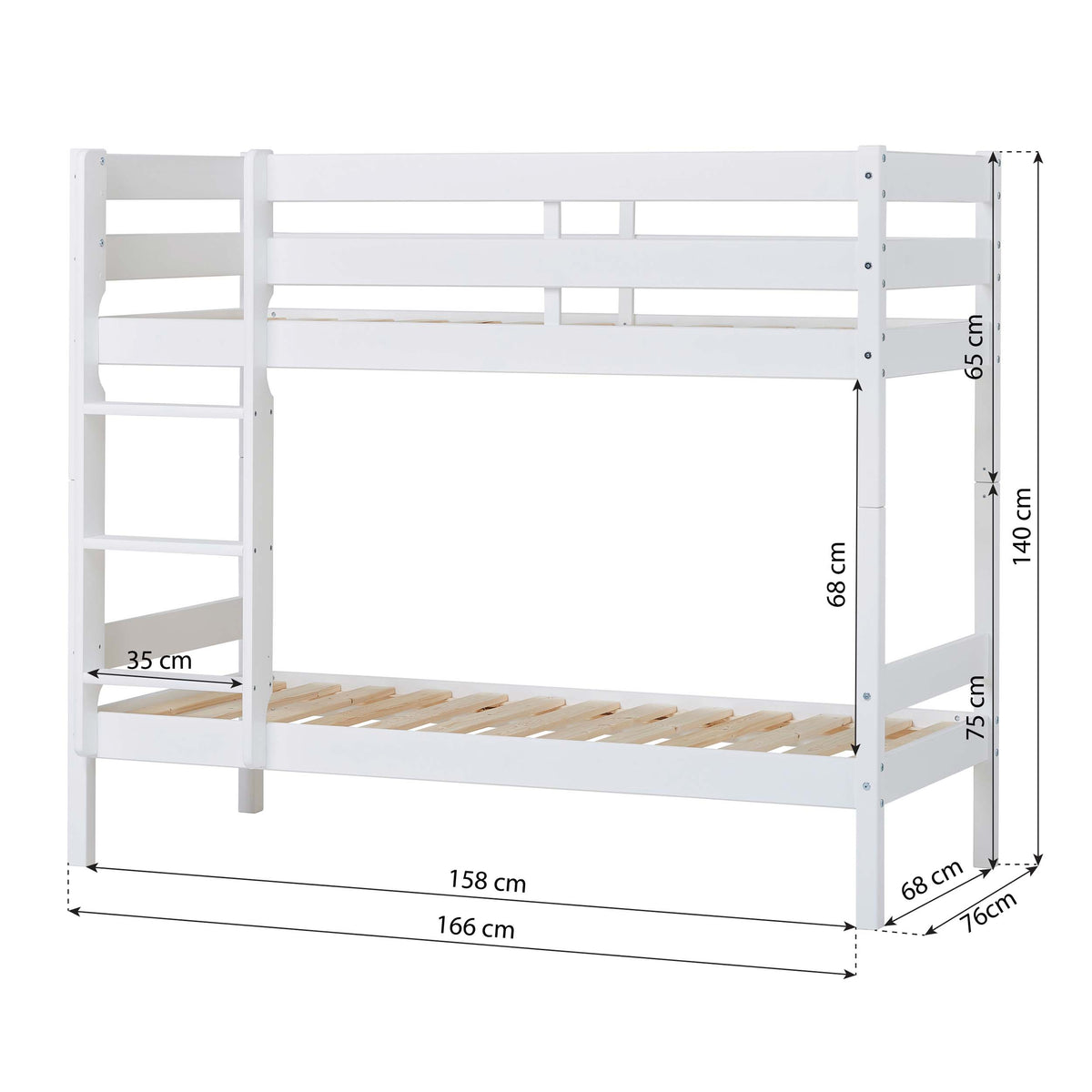 Hoppekids ECO Comfort, Kerrossänky 70x160 cm, White