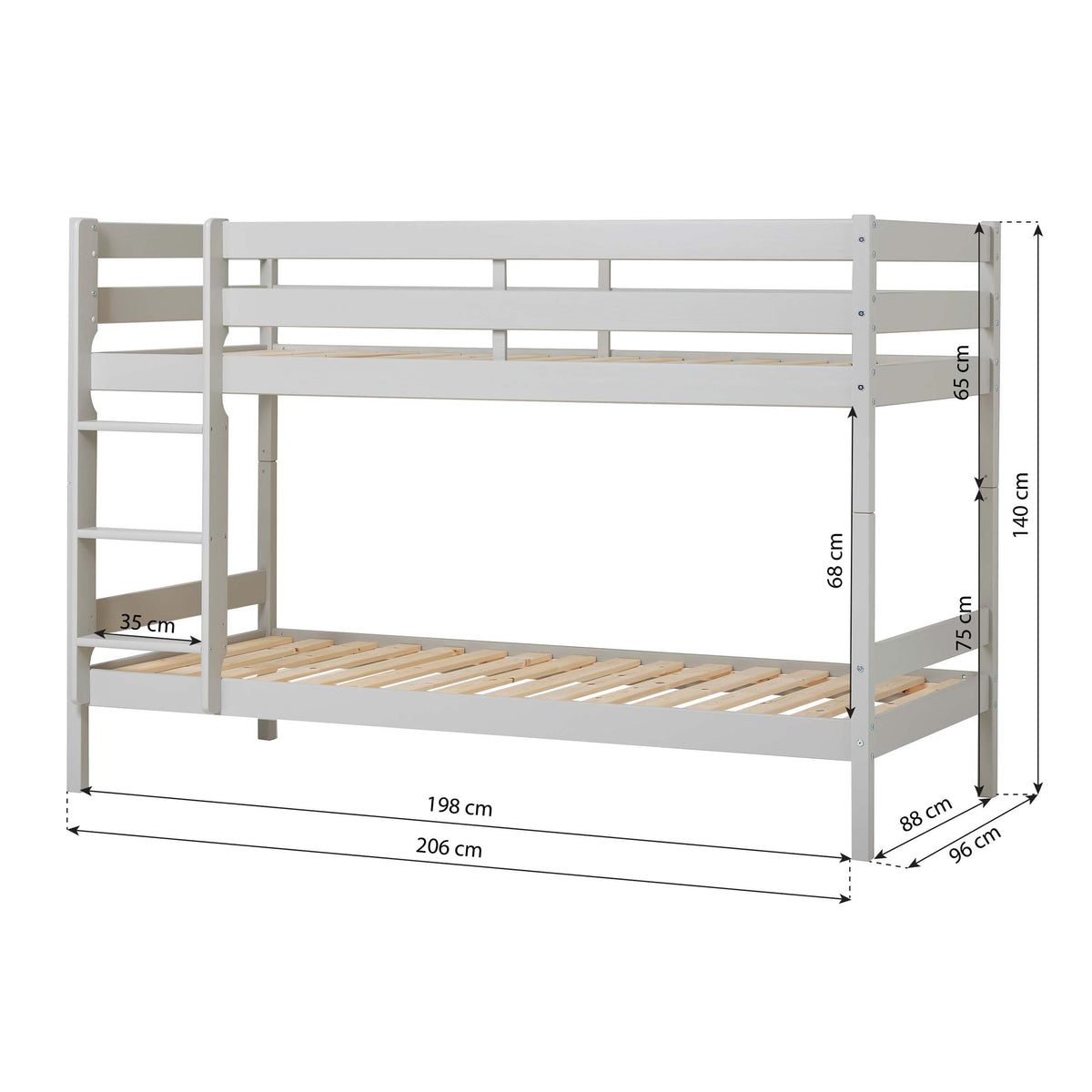 Hoppekids ECO Comfort, Kerrossänky 90x200 cm, Dove Grey