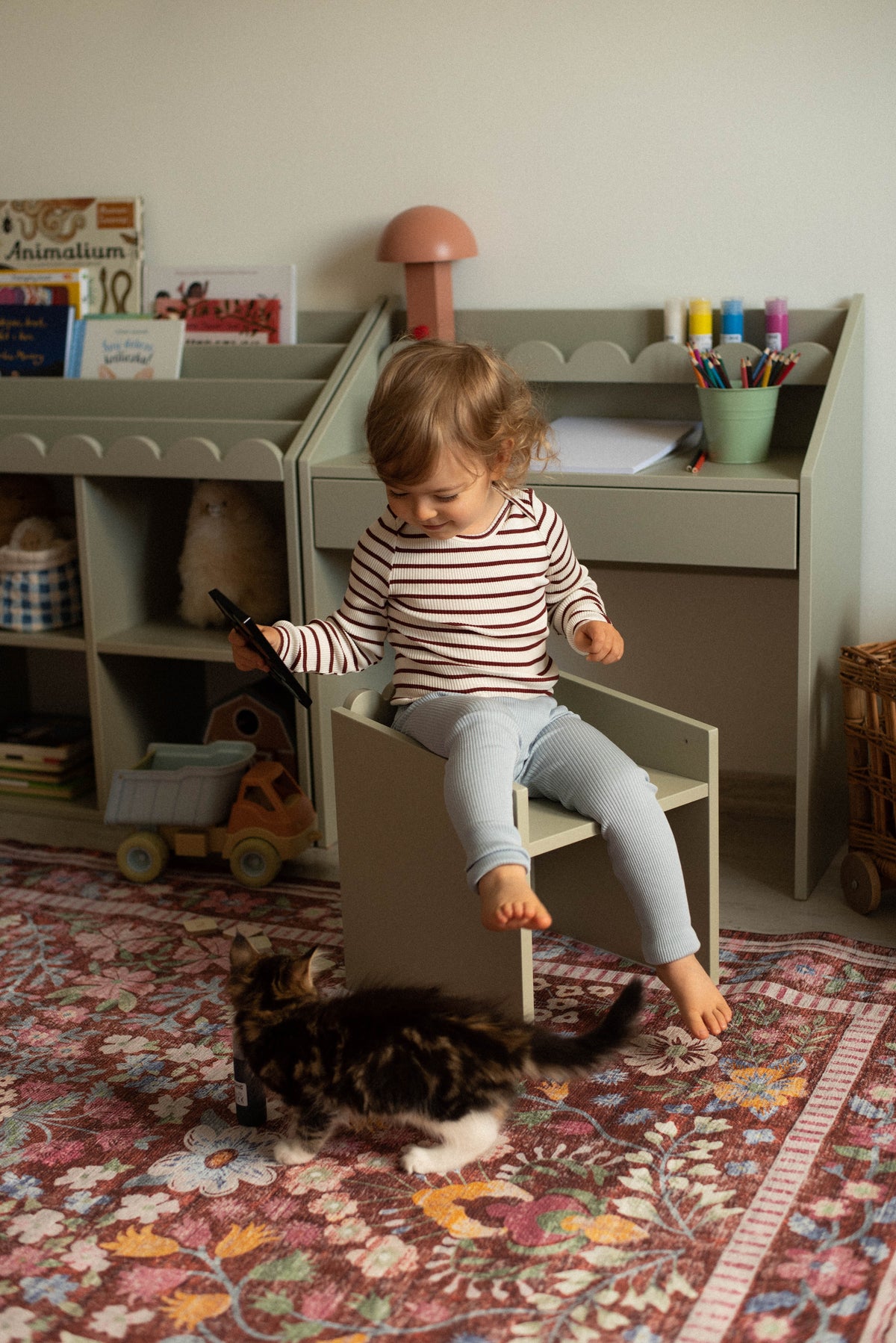 Book Nook, Montessori Table and Chairs, Sage