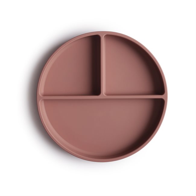 Mushie, Silicone Plate with Suction Cup, Cloudy Mauve