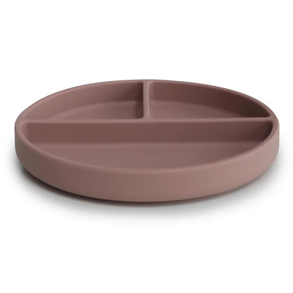 Mushie, Silicone Plate with Suction Cup, Cloudy Mauve
