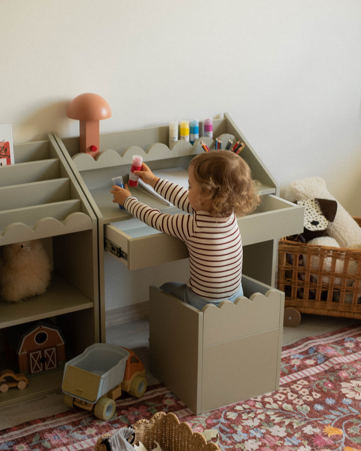 Book Nook, Montessori Table and Chairs, Sage
