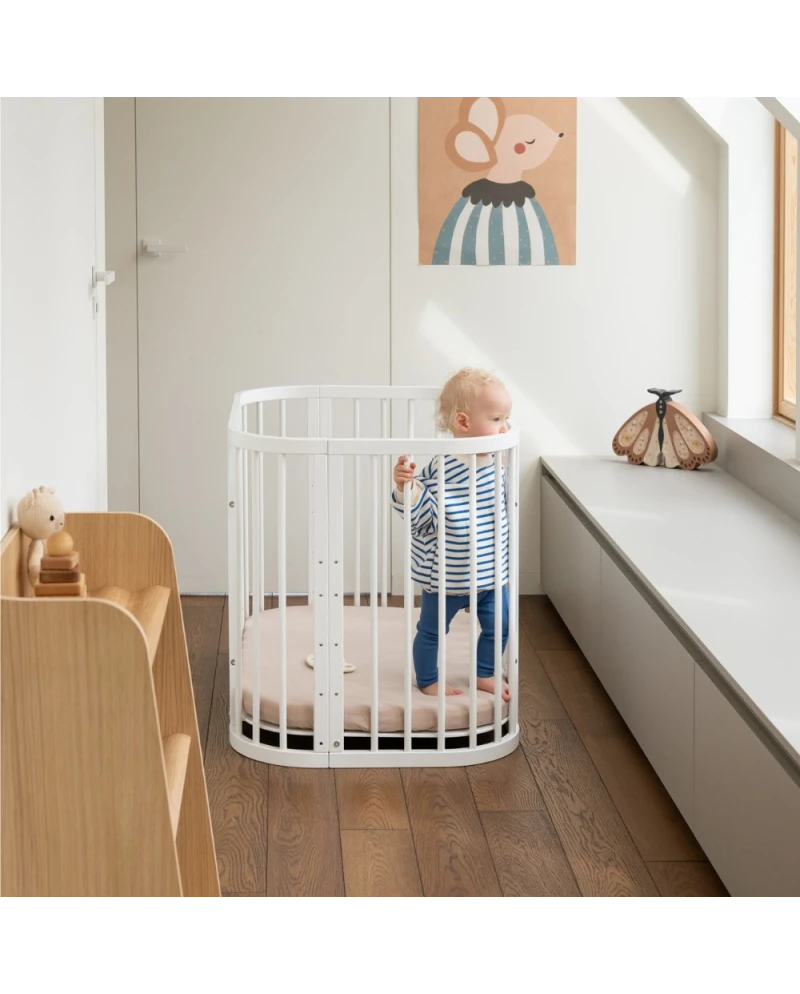 Waldin, Cot 5in1 + Mattress, White