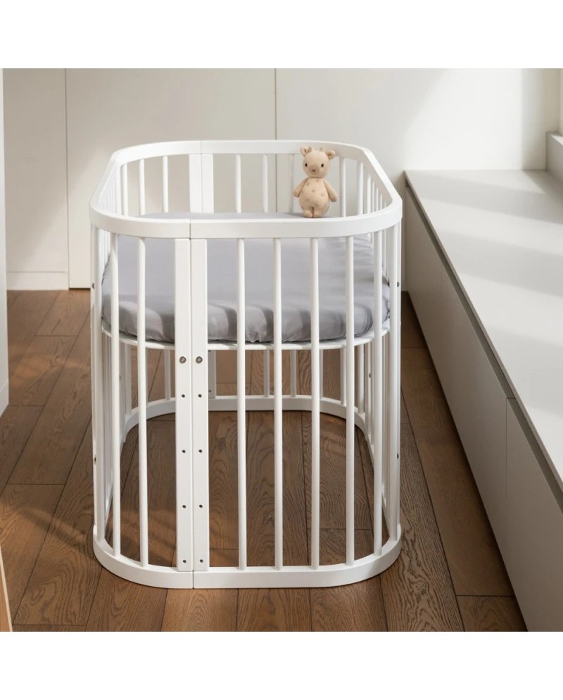 Waldin, Cot 5in1 + Mattress, White