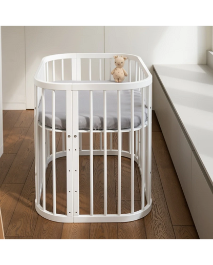 Waldin, Cot 5in1 + Mattress, White