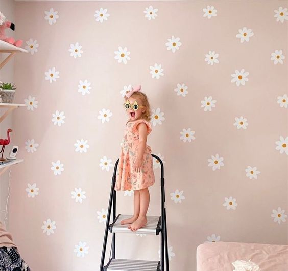 Wall sticker Set of 64, White Daisy