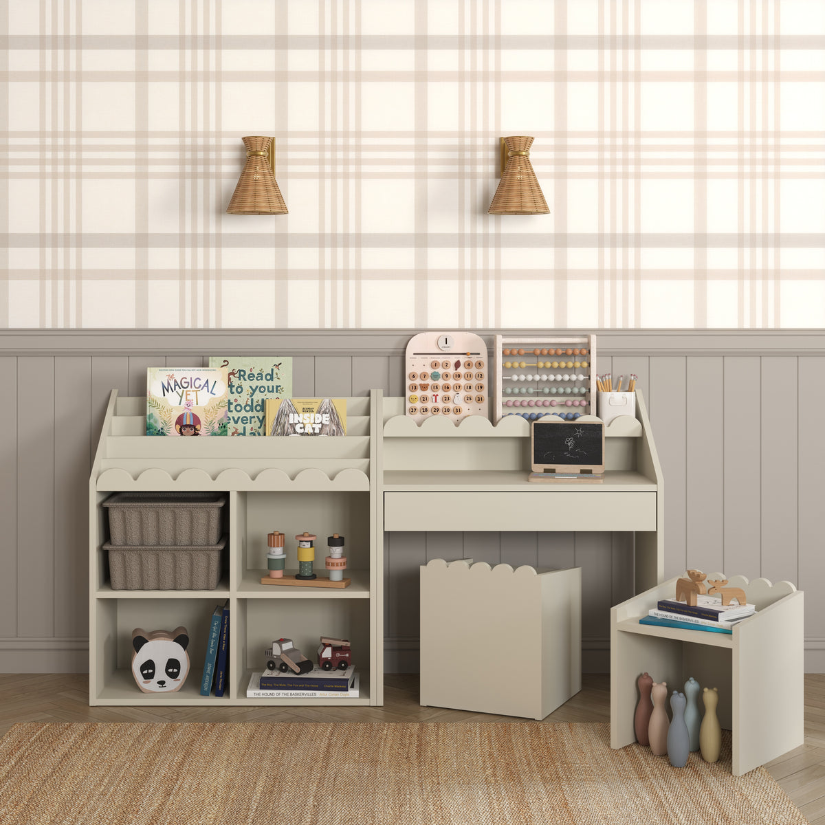 Book Nook, Montessori Table and Chairs, Latte