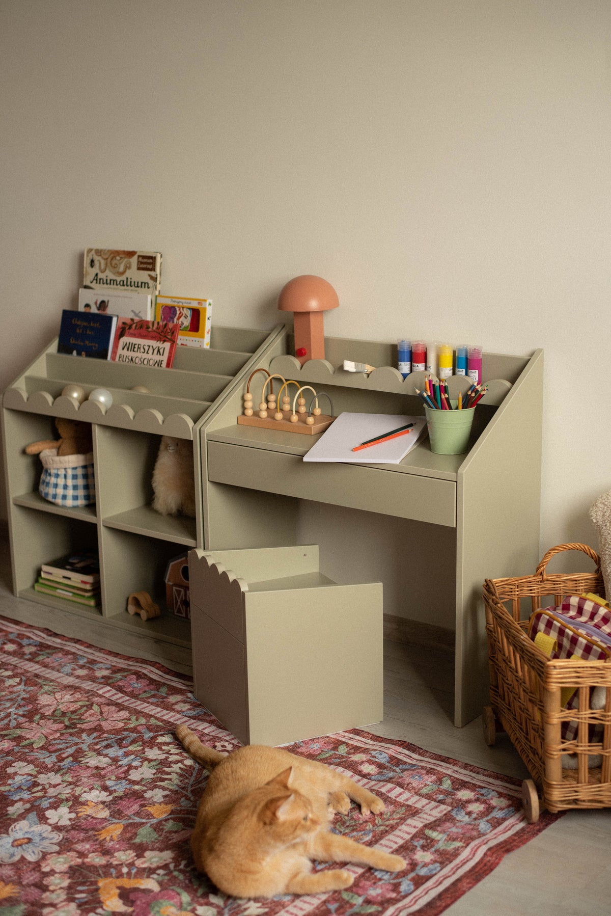 Book Nook, Montessori Table and Chairs, Sage