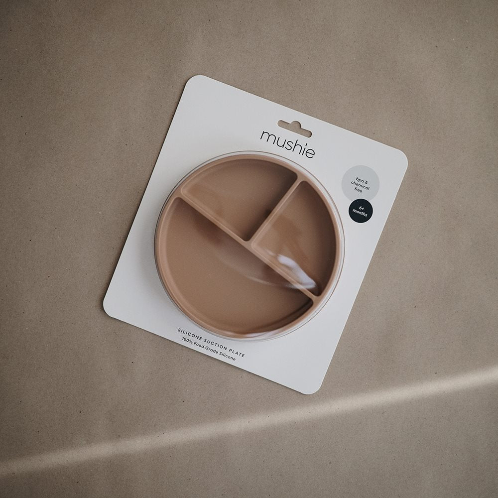 Mushie, Silicone Plate with Suction Cup, Cloudy Mauve