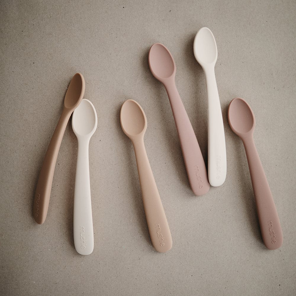 Mushie, Silikoni Lusikkasetti 2kpl, Blush/Shifting Sand