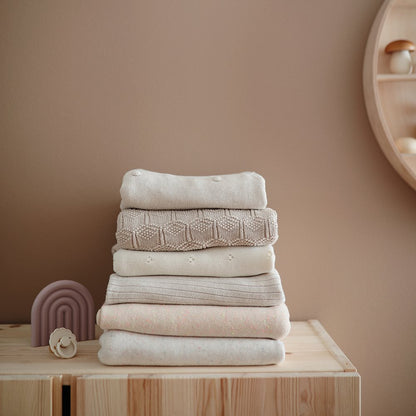 Mushie, Vauvan Neulepeitto, Ribbed Beige Melange