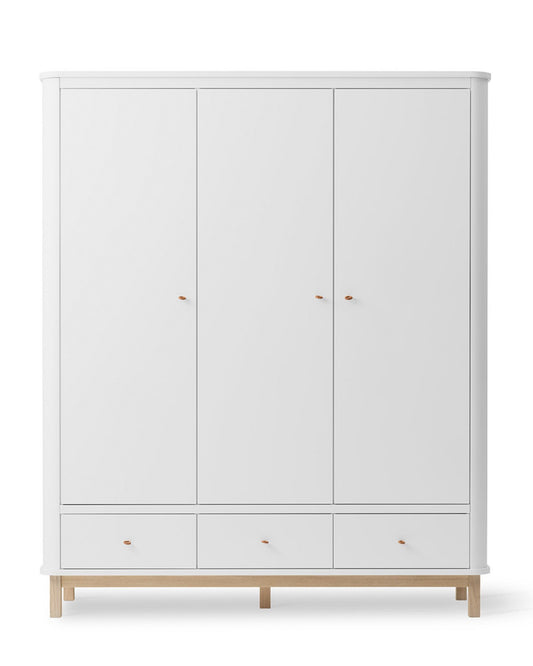 Oliver Furniture, Wood, Wardrobe 3 doors, White/Oak