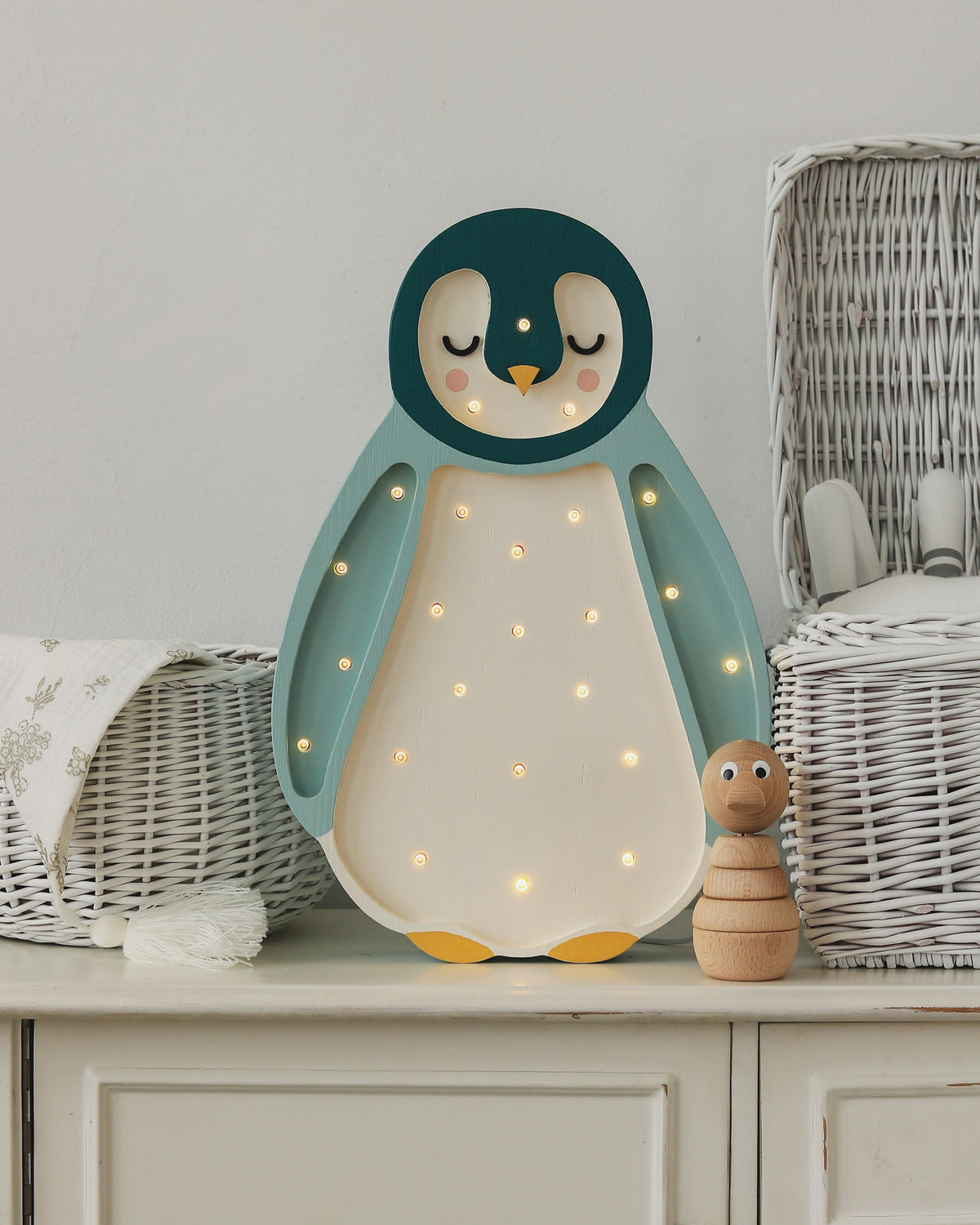 Little Lights, Night Light Baby Penguin, Teal