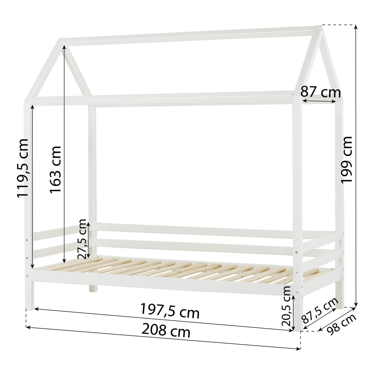 Hoppekids, ECO Dream, House bed 90x200 cm (Convertible), White