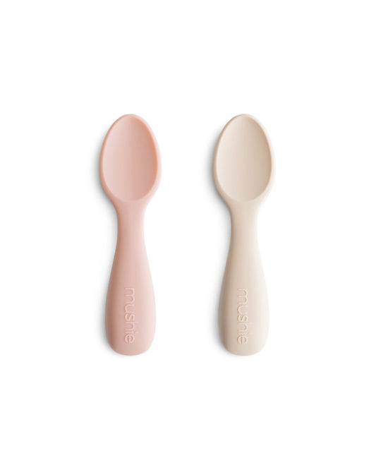 Mushie, Taaperon Silikoni Lusikkasetti 2kpl, Blush/Shifting Sand