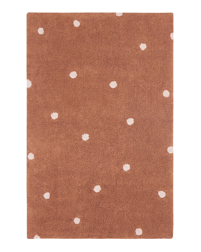 Mushroom Hunt, Washable Rug, Mini Dot Chestnut