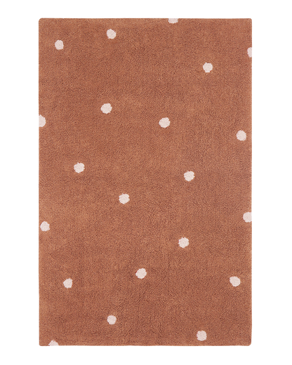 Mushroom Hunt, Washable Rug, Mini Dot Chestnut