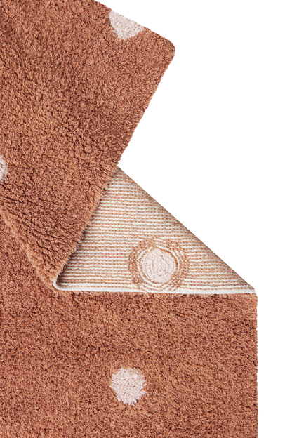 Mushroom Hunt, Washable Rug, Mini Dot Chestnut