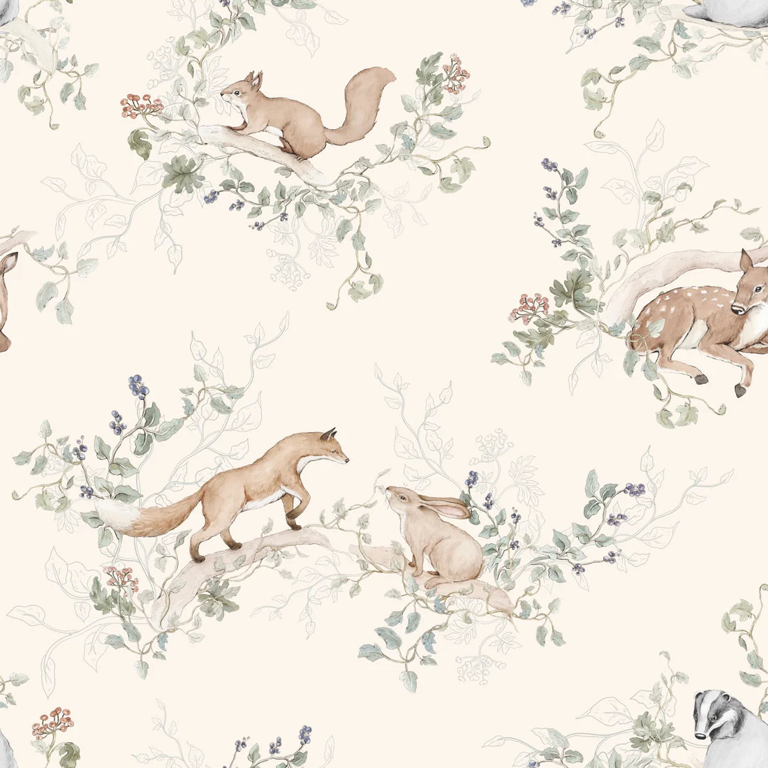 Matuu, Wallpaper, Woodland Whisper Cream