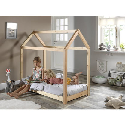 Vipack, Cabane House Bed, 2 storlekar, naturligt trä
