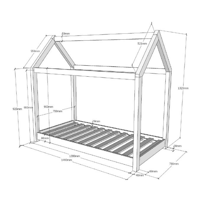 Vipack, Cabane House Bed, 2 sizes, White