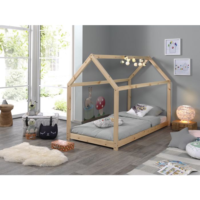 Vipack, Cabane House Bed, 2 storlekar, naturligt trä