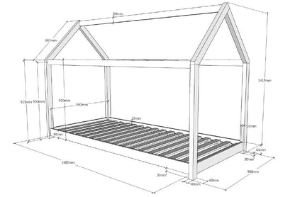Vipack, Cabane House Bed, 2 sizes, White