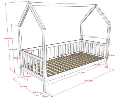 Vipack, Cabane House bed 90x200, White
