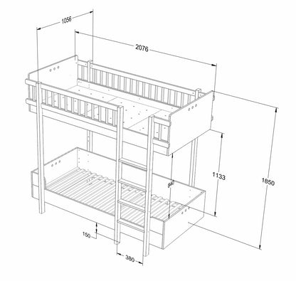 Wood Luck Design, Bunk bed, Basic White